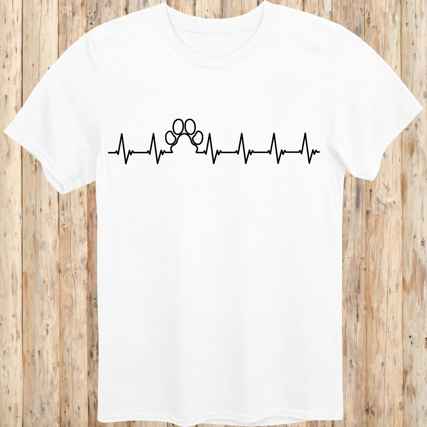 heartbeat dog paw print t-shirt unisex tee white